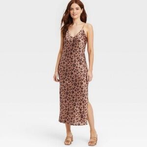 Cheetah Slip Dress Midi